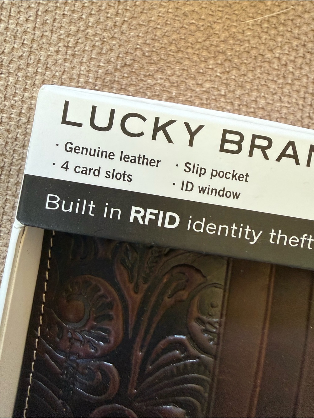 Lucky Brand Men's Western Embossed Leather Card Case NIB - Picture 7 of 10